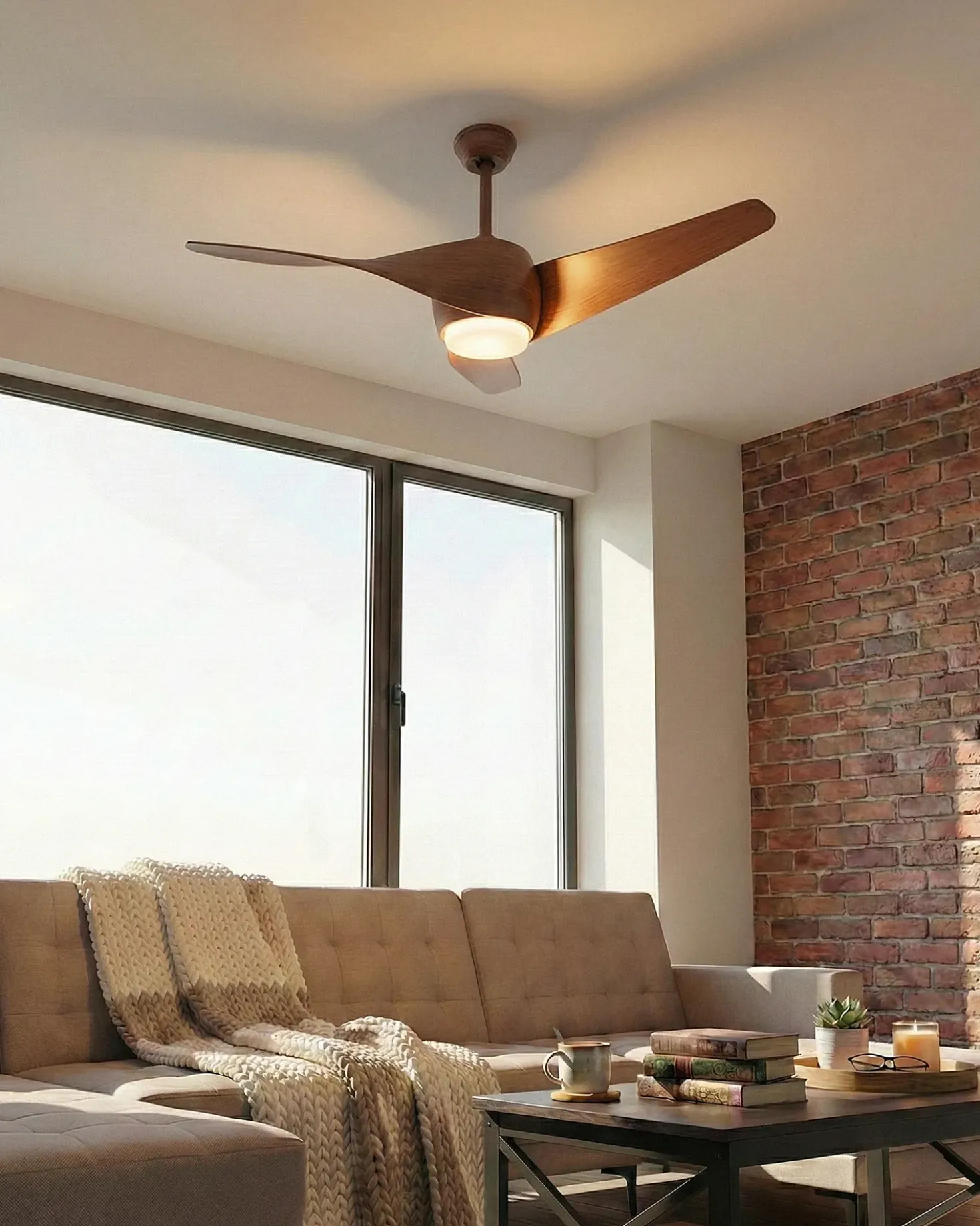 Ventilatore a soffitto con luce PARIA con telecomando Marrone