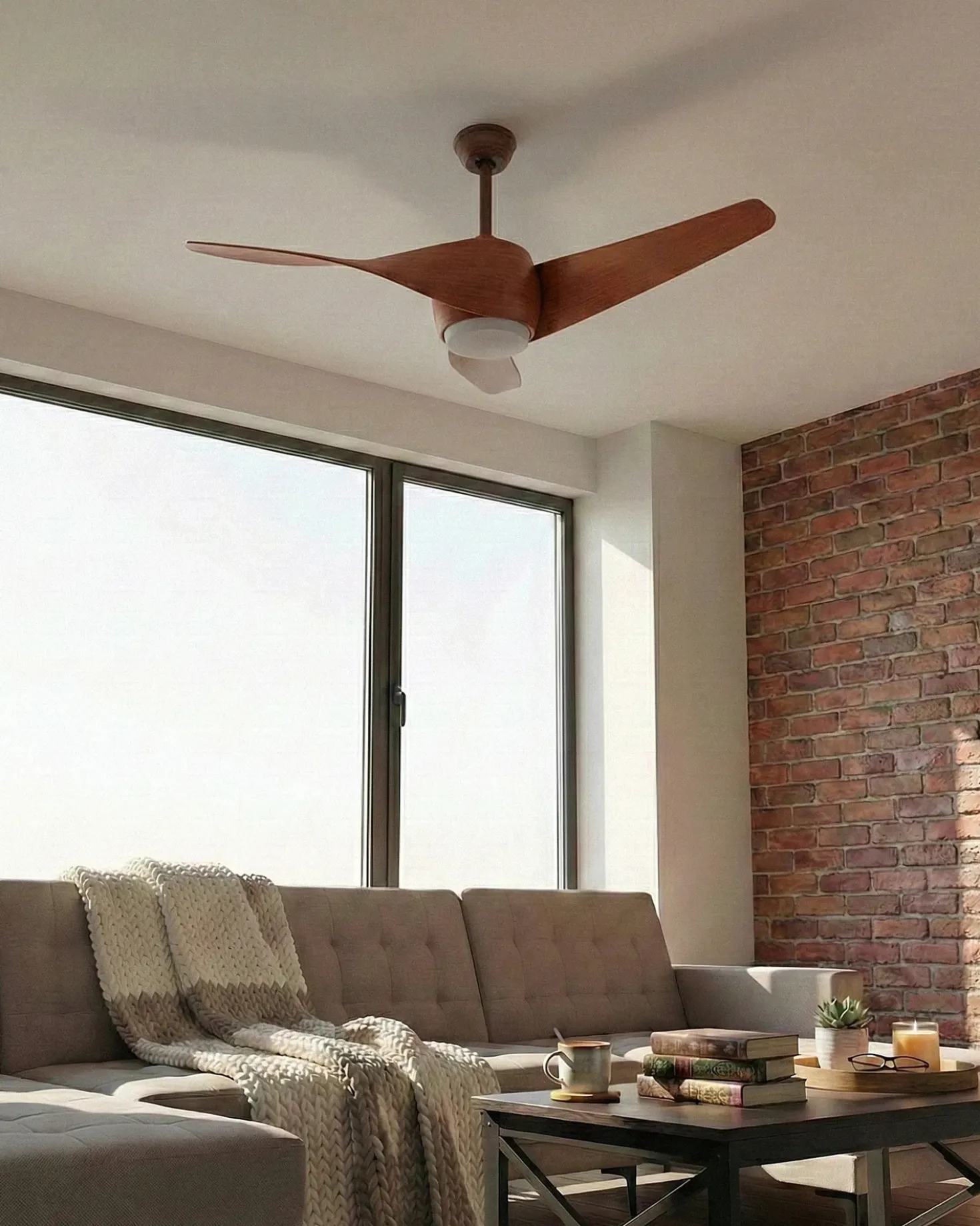 Ventilatore a soffitto con luce PARIA con telecomando Marrone