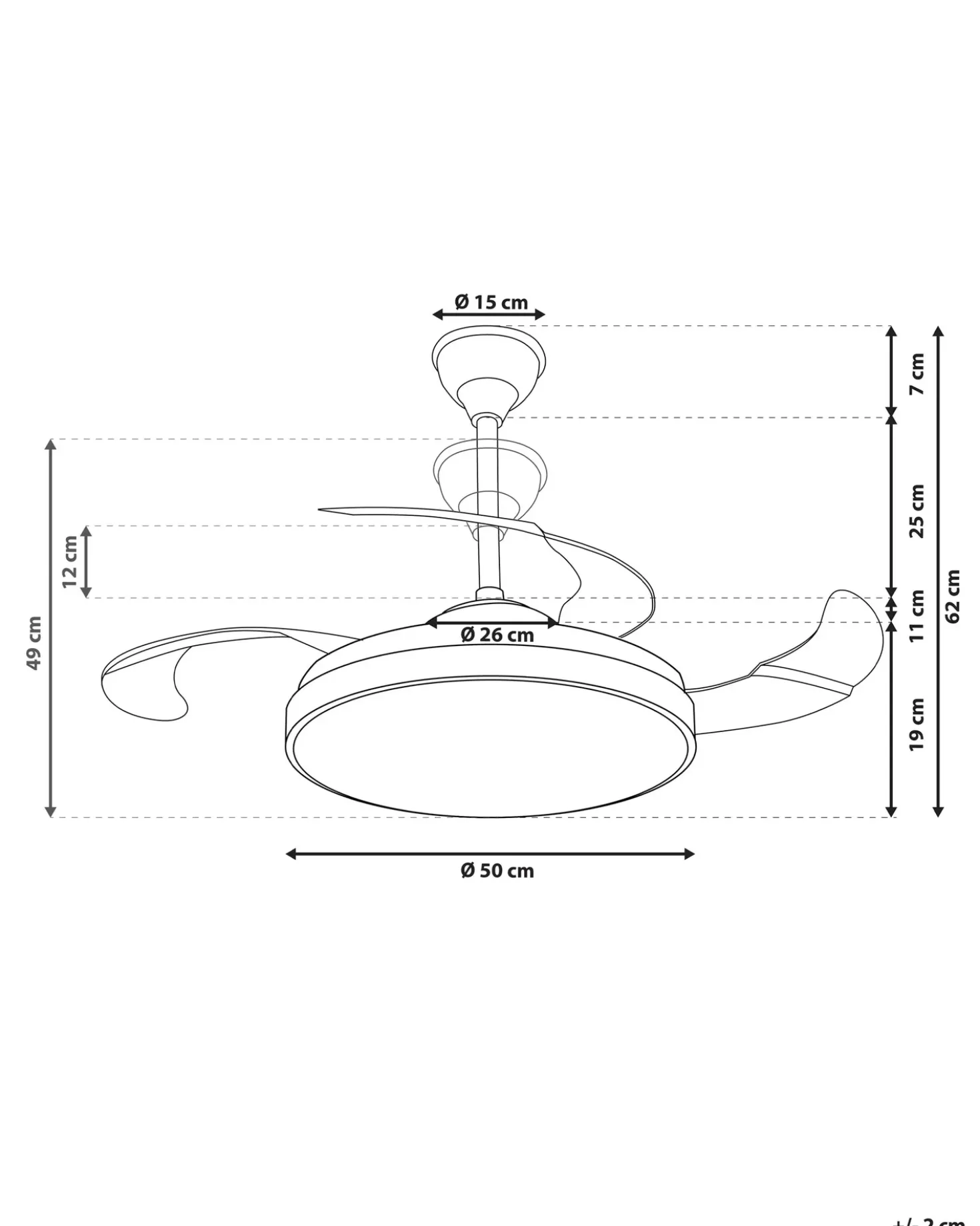 Ventilatore a soffitto con luce IBAR con telecomando LED Trasparente