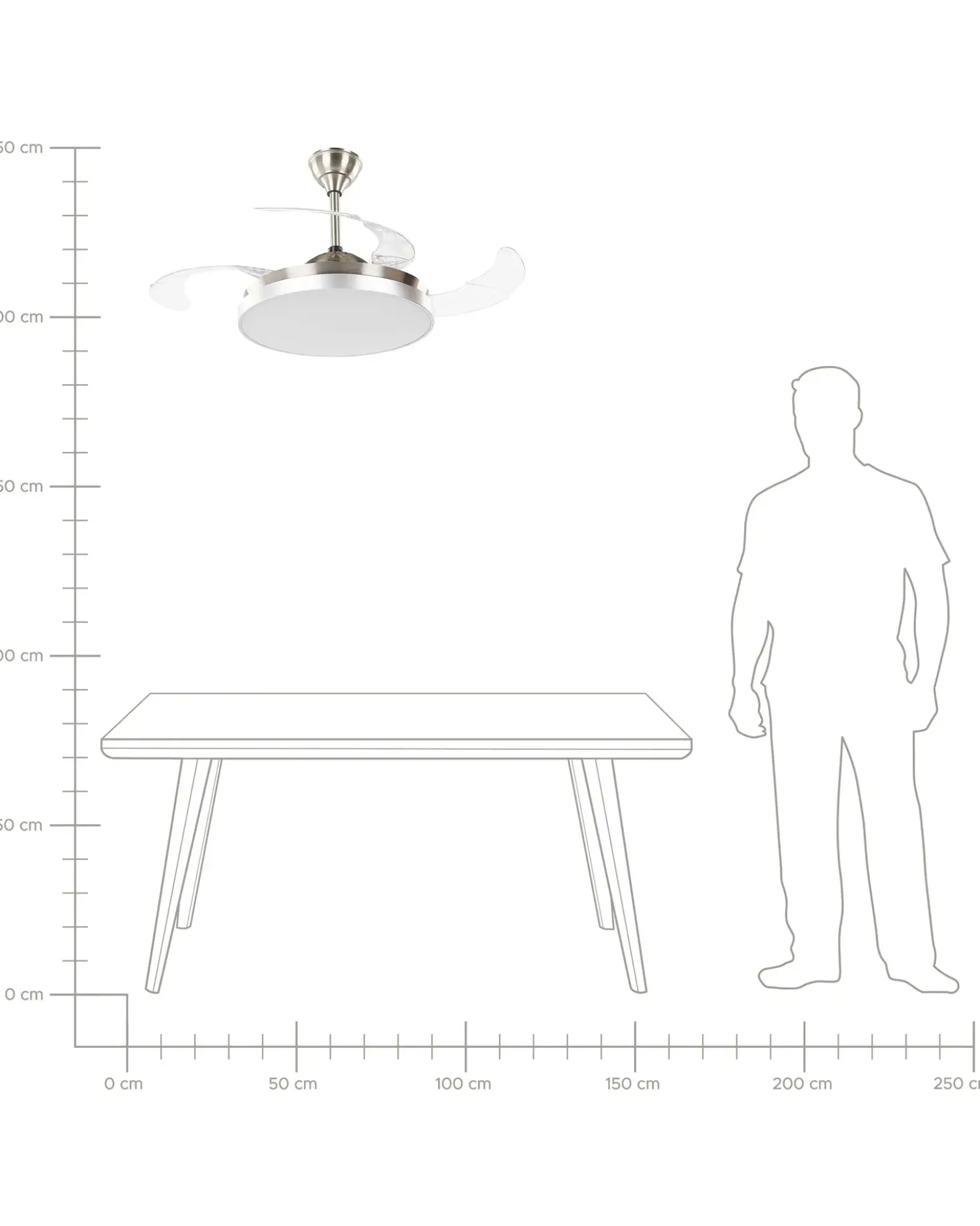 Ventilatore a soffitto con luce IBAR con telecomando LED Trasparente
