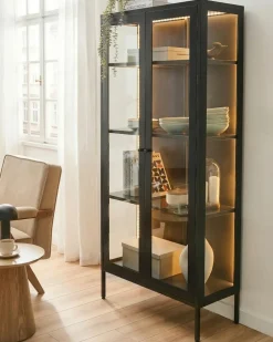 Vetrina con illuminazione a LED HARTY Metallo 80 cm Nero