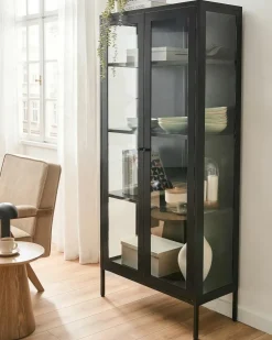 Vetrina con illuminazione a LED HARTY Metallo 80 cm Nero