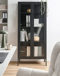 Vetrina con illuminazione a LED HARTY Metallo 80 cm Nero