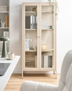 Vetrina con illuminazione a LED HARTY Metallo 80 cm Beige chiaro