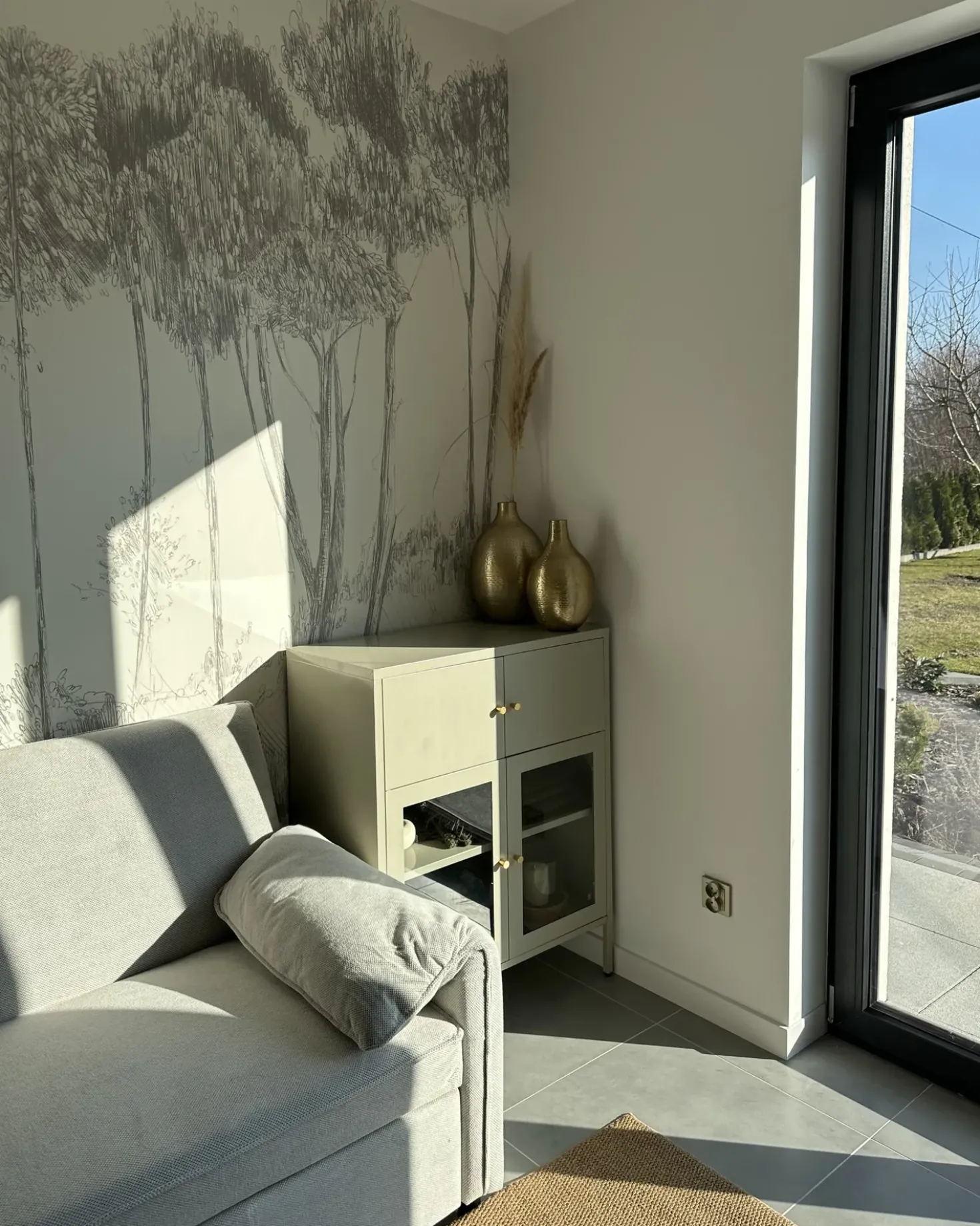 Vetrina in vetro ESHOLT Metallo 80 cm Beige chiaro