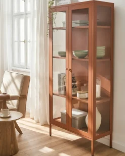 Vetrina in vetro HARTY Metallo 80 cm Marrone dorato
