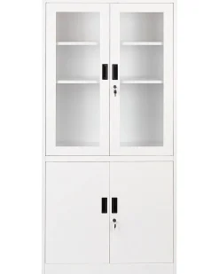 Vetrina in vetro MALACHITE Metallo 90 cm Bianco