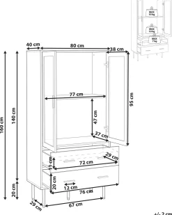 Vetrina in vetro MILORA 80 cm Bianco