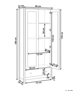 Vetrina in vetro NORNALUP 80 cm Bianco
