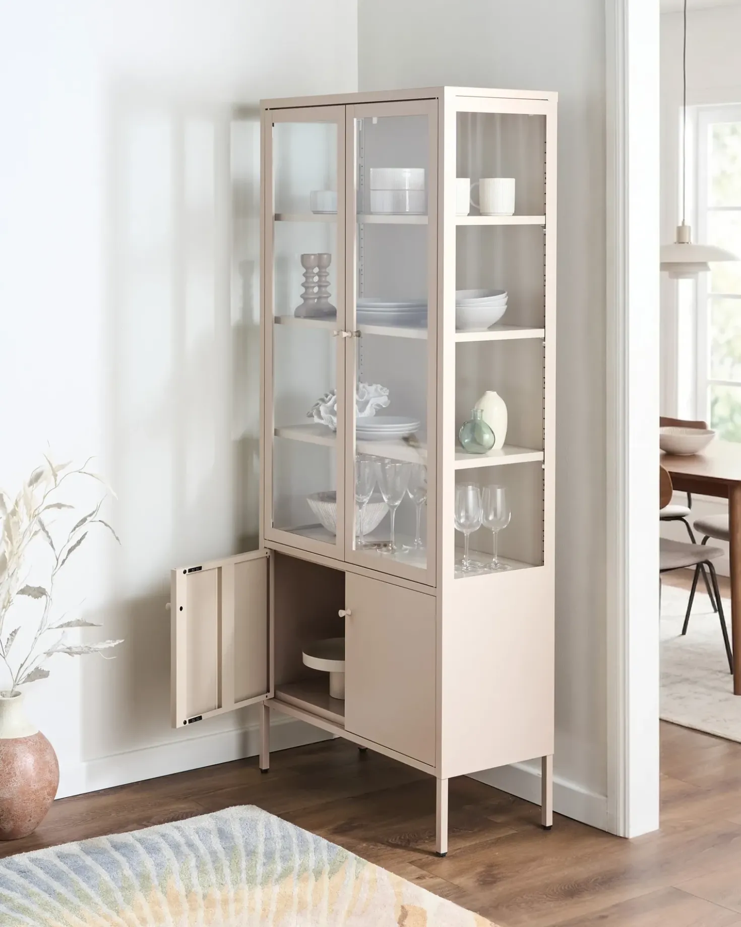 Vetrina in vetro OXTED Metallo 80 cm Beige