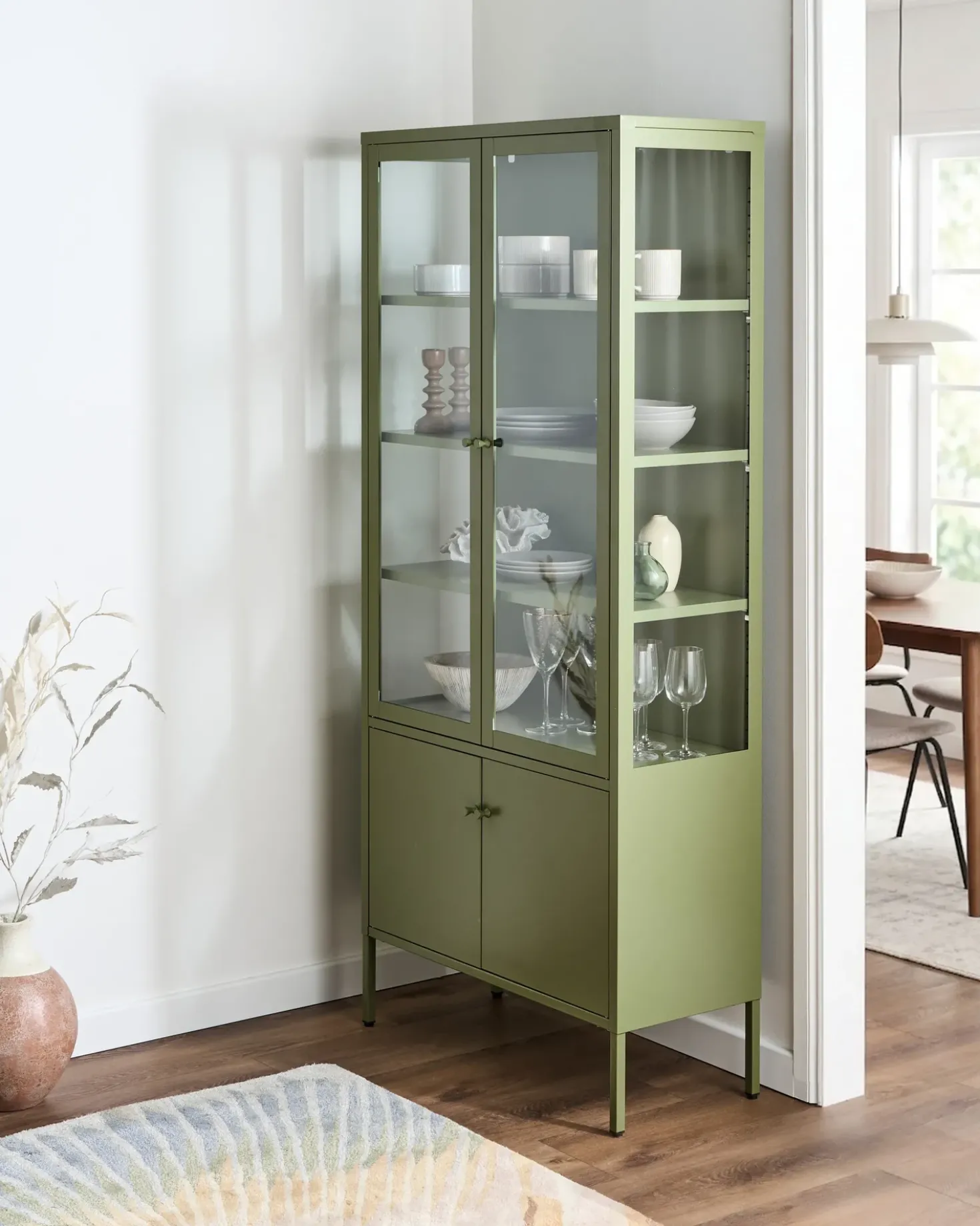 Vetrina in vetro OXTED Metallo 80 cm Verde