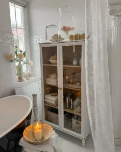 Vetrina in vetro TINGLEDALE 80 cm Bianco