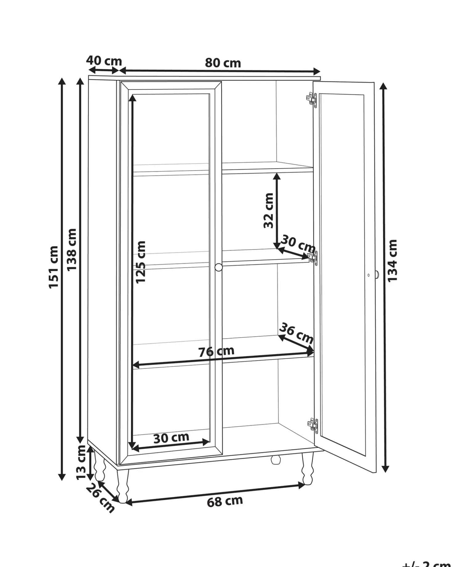 Vetrina in vetro TINGLEDALE 80 cm Bianco